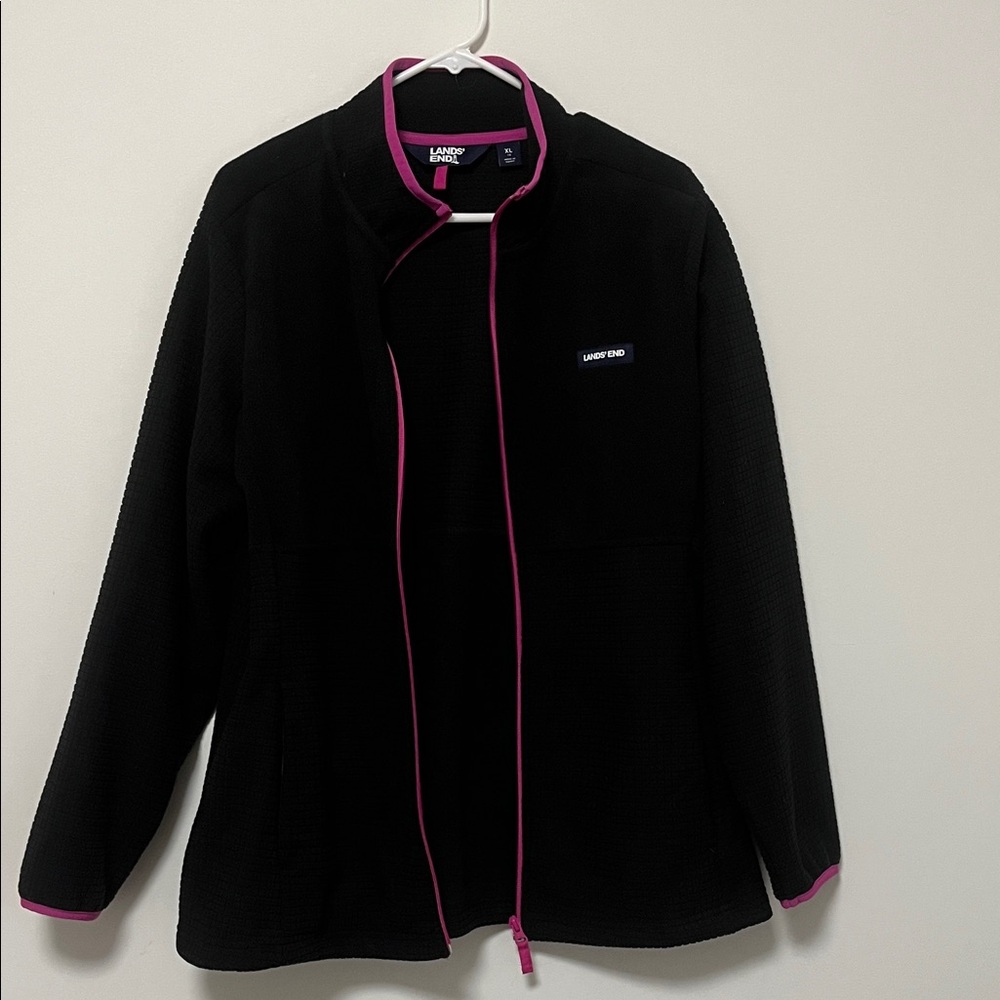 Lands' End Women's Black Jacket with Pink Accents
